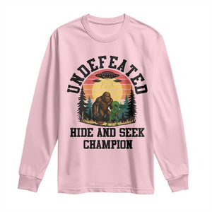 Funny Bigfoot And Alien Gift Long Sleeve Shirt Undefeated Hide And Seek Champion TS12 Light Pink Print Your Wear