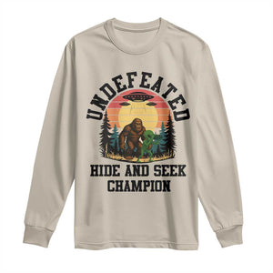 Funny Bigfoot And Alien Gift Long Sleeve Shirt Undefeated Hide And Seek Champion TS12 Sand Print Your Wear