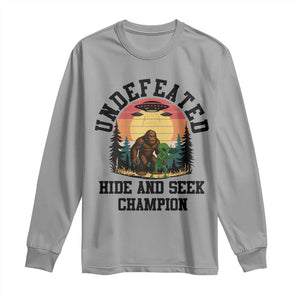 Funny Bigfoot And Alien Gift Long Sleeve Shirt Undefeated Hide And Seek Champion TS12 Sport Gray Print Your Wear