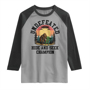Funny Bigfoot And Alien Gift Raglan Shirt Undefeated Hide And Seek Champion TS12 Sport Gray Black Print Your Wear