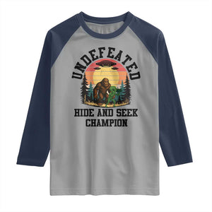 Funny Bigfoot And Alien Gift Raglan Shirt Undefeated Hide And Seek Champion TS12 Sport Gray Navy Print Your Wear
