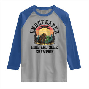 Funny Bigfoot And Alien Gift Raglan Shirt Undefeated Hide And Seek Champion TS12 Sport Gray Royal Print Your Wear
