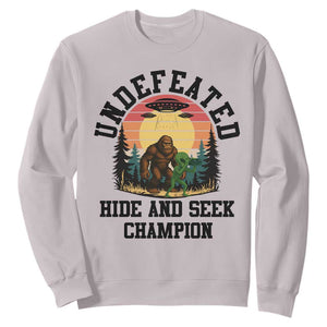 Funny Bigfoot And Alien Gift Sweatshirt Undefeated Hide And Seek Champion TS12 Ice Gray Print Your Wear