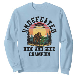 Funny Bigfoot And Alien Gift Sweatshirt Undefeated Hide And Seek Champion TS12 Light Blue Print Your Wear