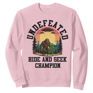 Funny Bigfoot And Alien Gift Sweatshirt Undefeated Hide And Seek Champion TS12 Light Pink Print Your Wear