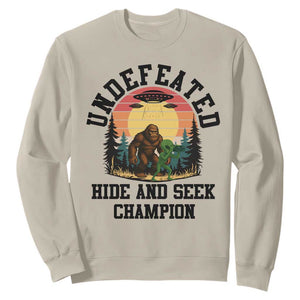 Funny Bigfoot And Alien Gift Sweatshirt Undefeated Hide And Seek Champion TS12 Sand Print Your Wear