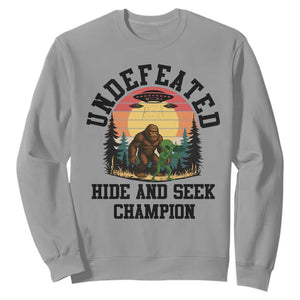Funny Bigfoot And Alien Gift Sweatshirt Undefeated Hide And Seek Champion TS12 Sport Gray Print Your Wear