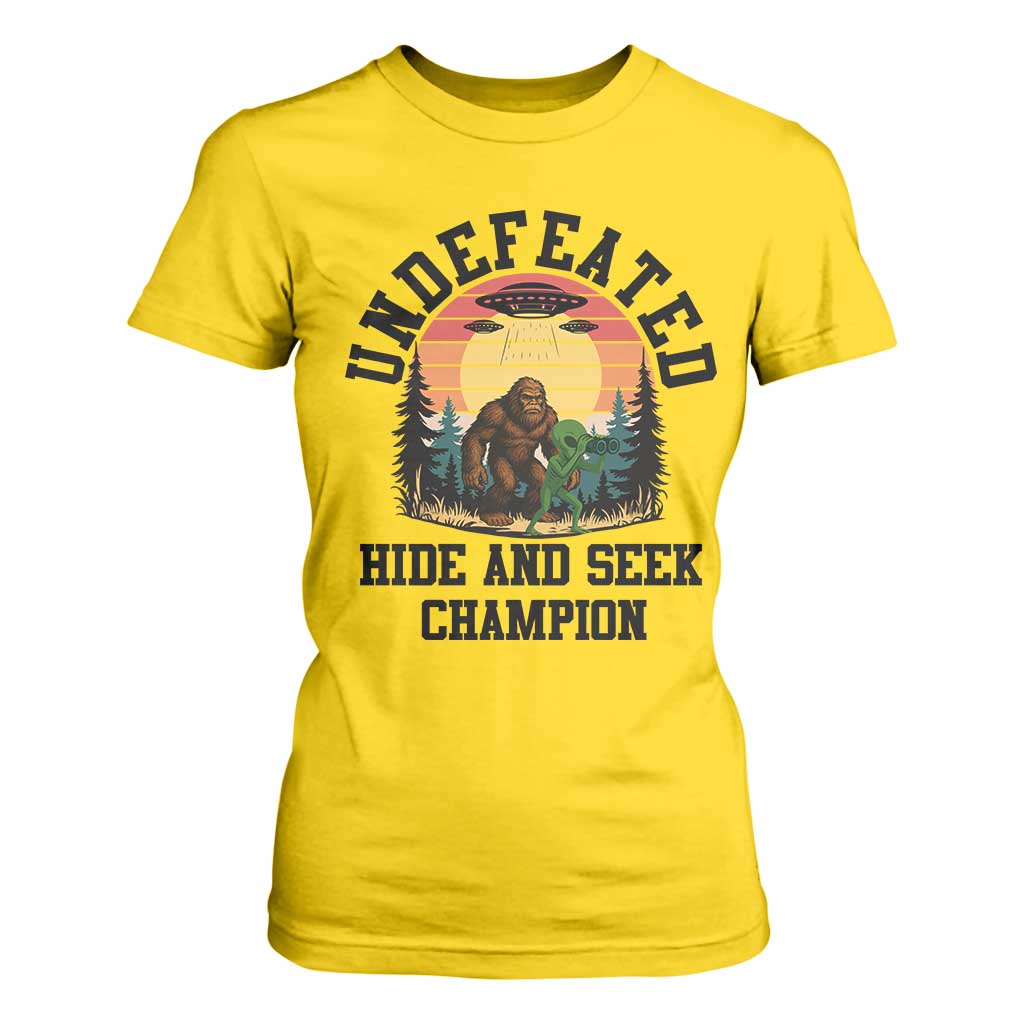 Funny Bigfoot And Alien Gift T Shirt For Women Undefeated Hide And Seek Champion TS12 Daisy Print Your Wear