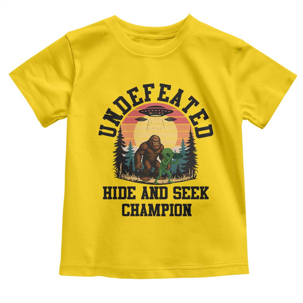 Funny Bigfoot And Alien Gift Toddler T Shirt Undefeated Hide And Seek Champion TS12 Daisy Print Your Wear