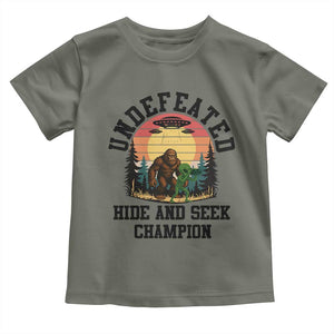 Funny Bigfoot And Alien Gift Toddler T Shirt Undefeated Hide And Seek Champion TS12 Military Green Print Your Wear