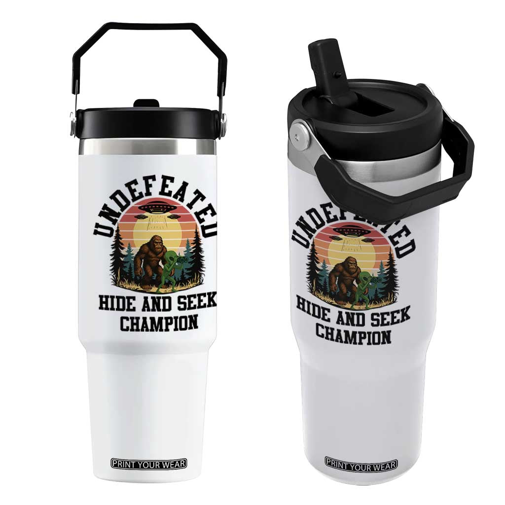 Funny Bigfoot And Alien Gift Flip Straw Tumbler Undefeated Hide And Seek Champion TS12 One Size: 30 oz White Print Your Wear