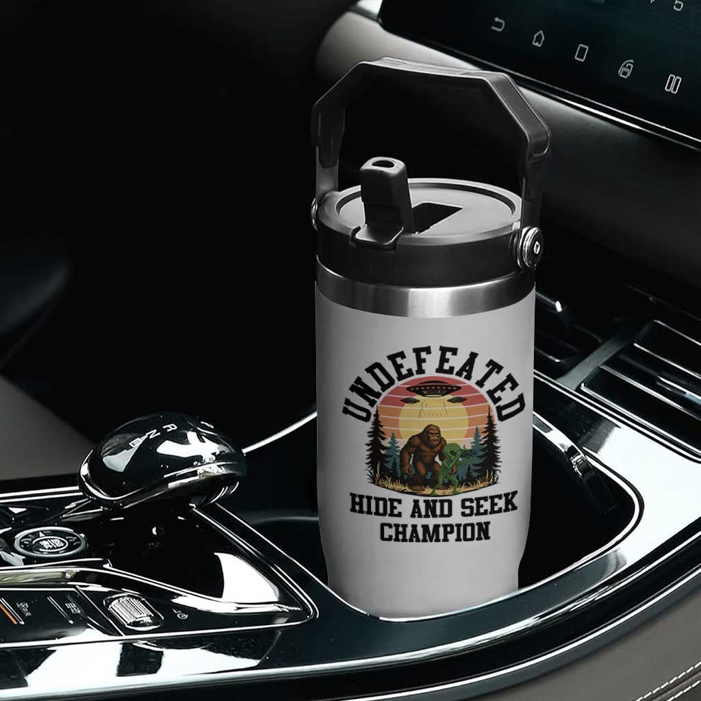 Funny Bigfoot And Alien Gift Flip Straw Tumbler Undefeated Hide And Seek Champion TS12 Print Your Wear