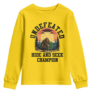 Funny Bigfoot And Alien Gift Youth Sweatshirt Undefeated Hide And Seek Champion TS12 Daisy Print Your Wear