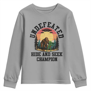 Funny Bigfoot And Alien Gift Youth Sweatshirt Undefeated Hide And Seek Champion TS12 Sport Gray Print Your Wear