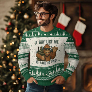Funny Bigfoot Gift Ugly Christmas Sweater A Guy Like Me Is Hard To Find TS12 Beige Green Print Your Wear