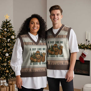 Funny Bigfoot Gift V-Neck Knit Sweater Vest A Guy Like Me Is Hard To Find TS12 Mocha Mousse Print Your Wear