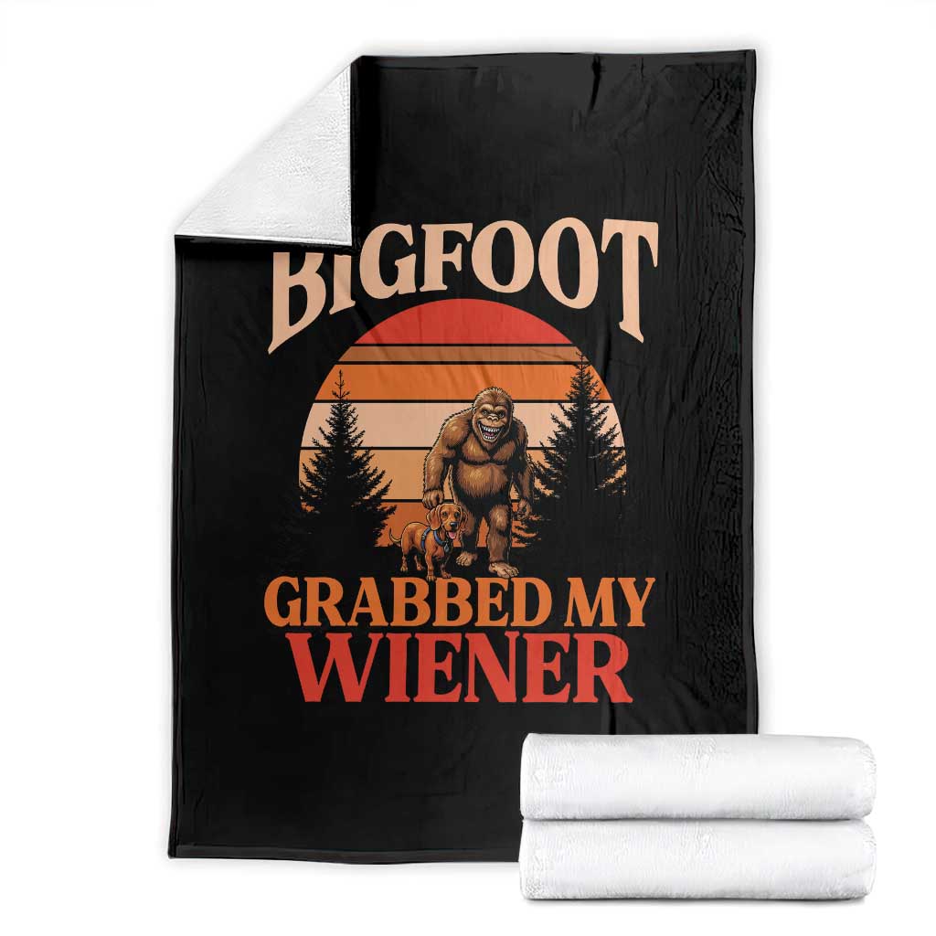 Bigfoot Grabbed My Wiener Throw Blanket Funny Dachshund Lover Gift TS12 Black Print Your Wear