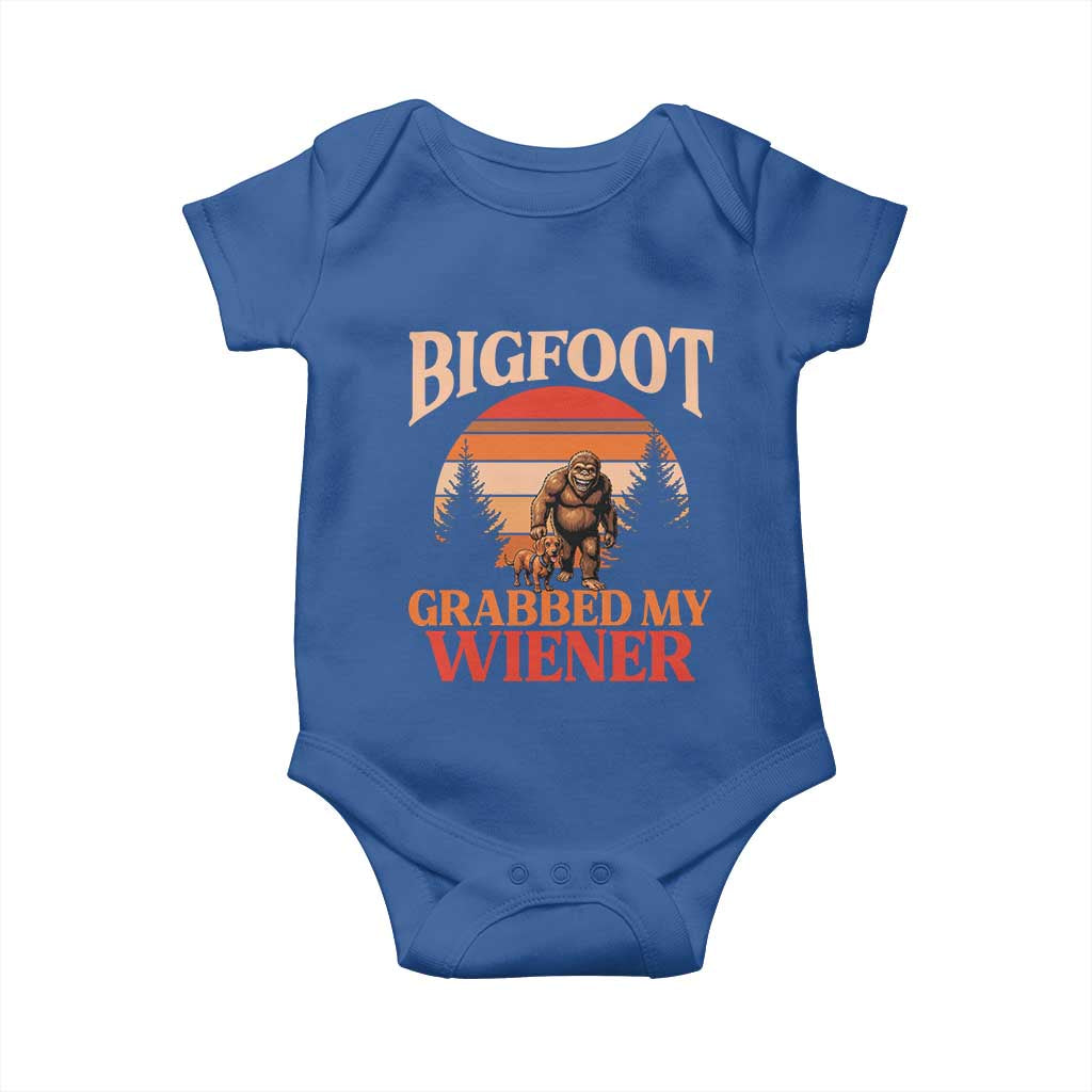 Bigfoot Grabbed My Wiener Baby Onesie Funny Dachshund Lover Gift TS12 Royal Blue Print Your Wear