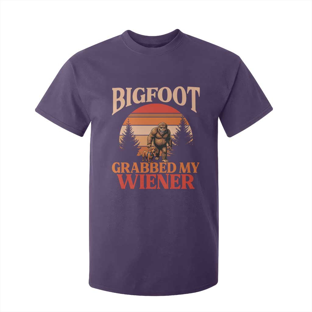 Bigfoot Grabbed My Wiener T Shirt For Kid Funny Dachshund Lover Gift TS12 Purple Print Your Wear