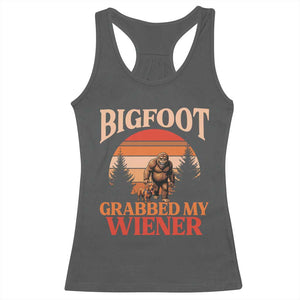 Bigfoot Grabbed My Wiener Racerback Tank Top Funny Dachshund Lover Gift TS12 Dark Heather Print Your Wear
