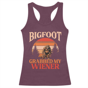 Bigfoot Grabbed My Wiener Racerback Tank Top Funny Dachshund Lover Gift TS12 Maroon Print Your Wear