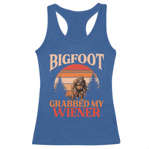 Bigfoot Grabbed My Wiener Racerback Tank Top Funny Dachshund Lover Gift TS12 Royal Blue Print Your Wear
