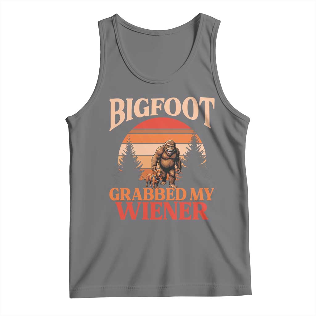 Bigfoot Grabbed My Wiener Tank Top Funny Dachshund Lover Gift TS12 Black Heather Print Your Wear