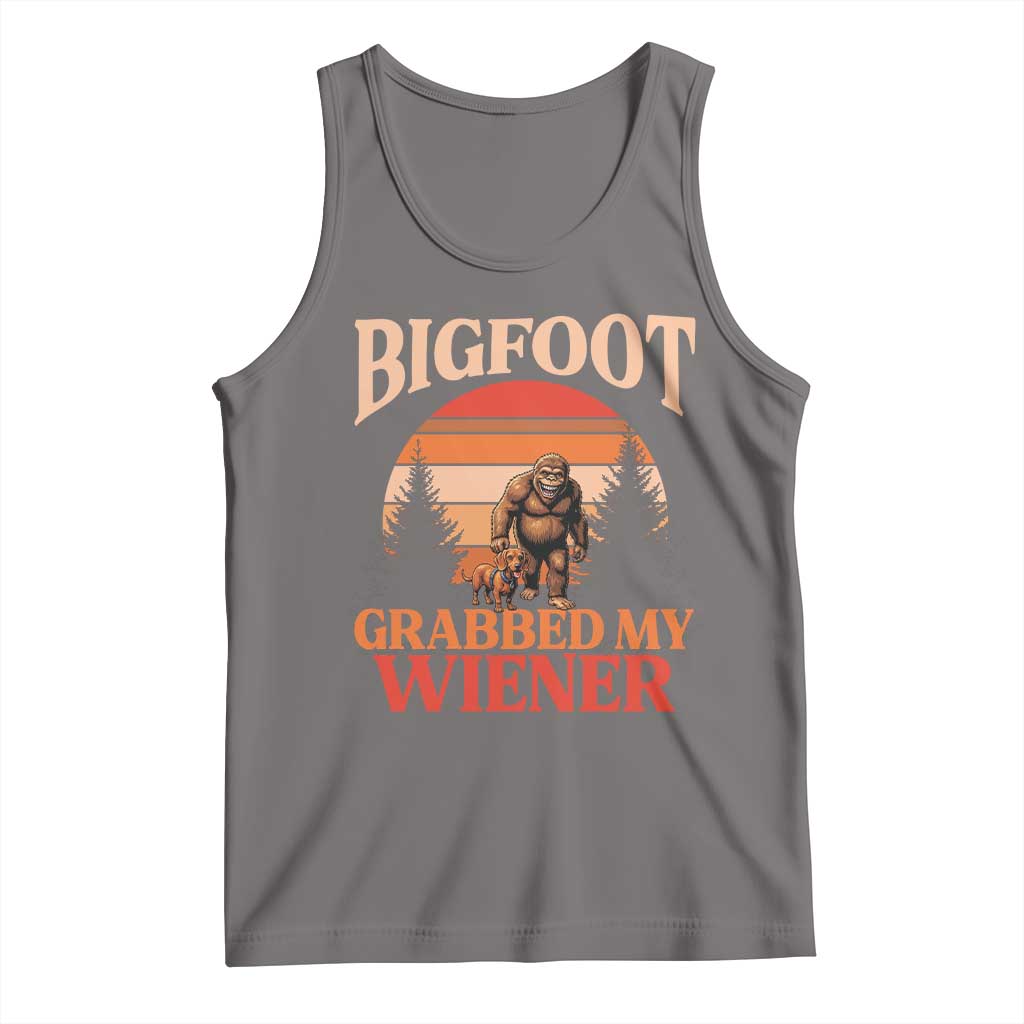 Bigfoot Grabbed My Wiener Tank Top Funny Dachshund Lover Gift TS12 Deep Heather Print Your Wear