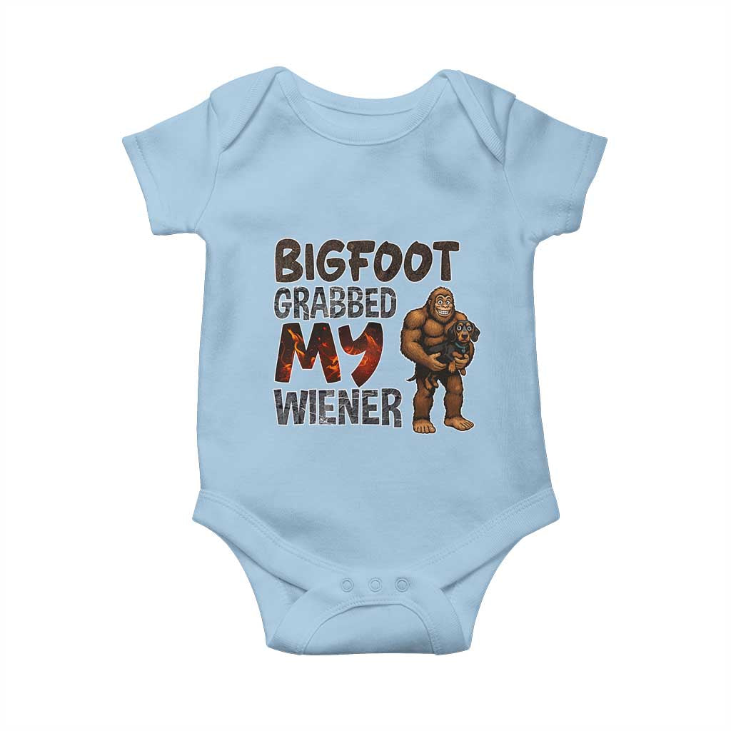 Bigfoot Grabbed My Wiener Baby Onesie Funny Dog Lover Gift TS12 Light Blue Print Your Wear