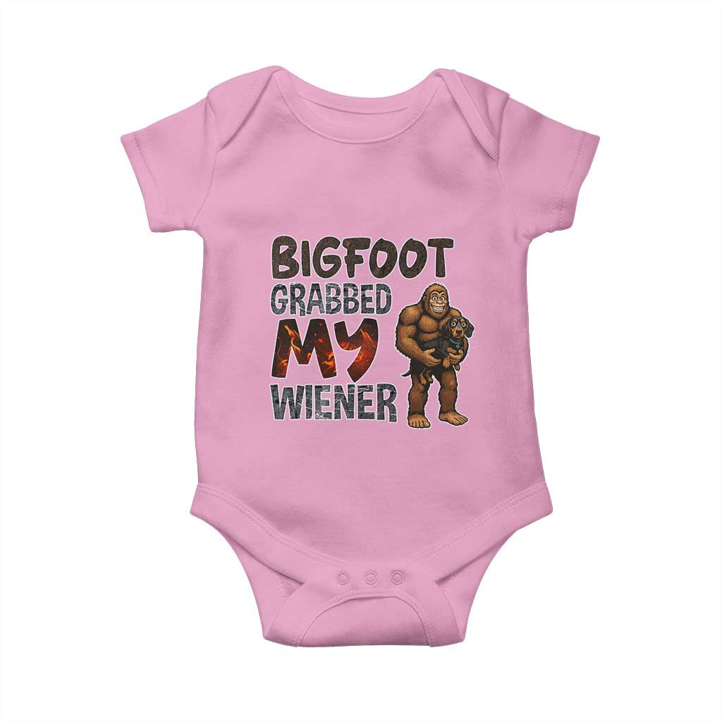 Bigfoot Grabbed My Wiener Baby Onesie Funny Dog Lover Gift TS12 Light Pink Print Your Wear
