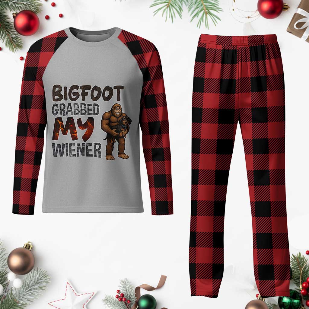 Bigfoot Grabbed My Wiener Plaid Pajama Set Funny Dog Lover Gift TS12 Buffalo Plaid Print Your Wear