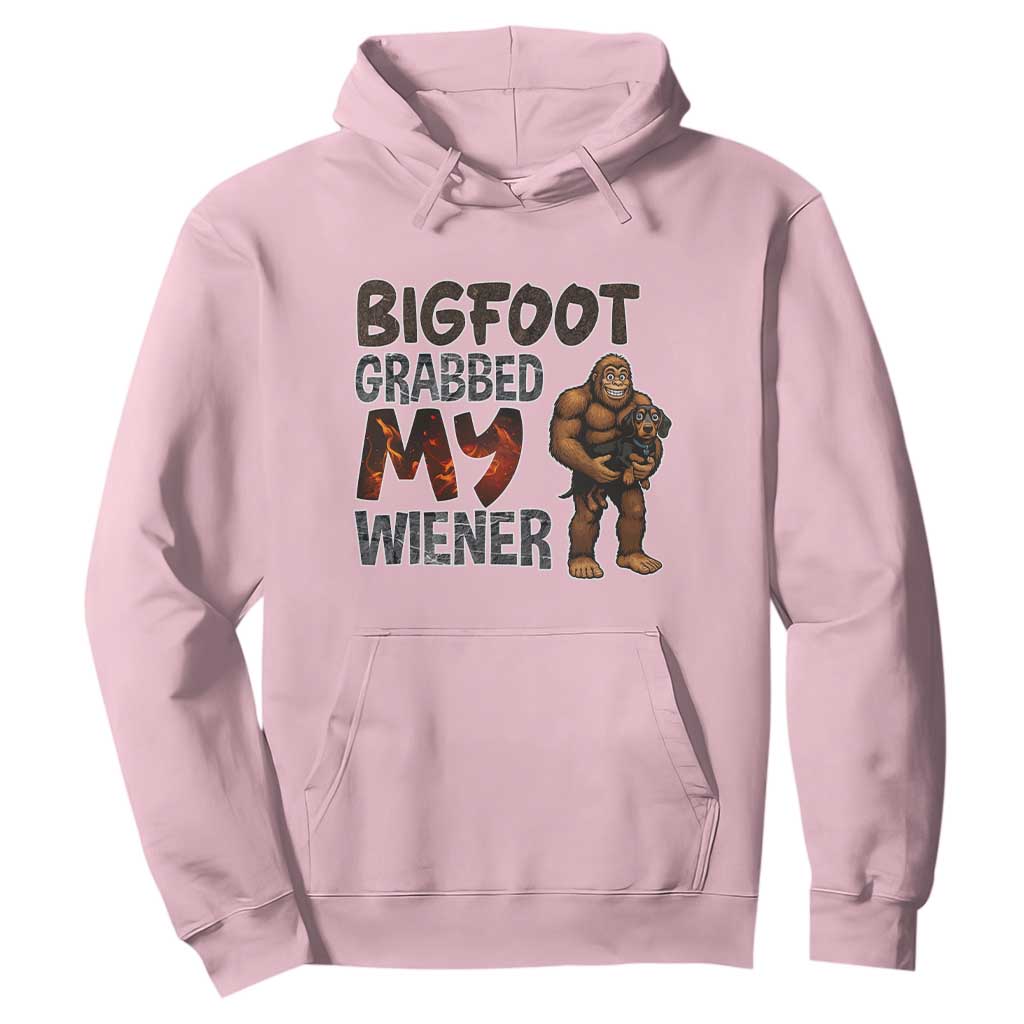 Bigfoot Grabbed My Wiener Hoodie Funny Dog Lover Gift TS12 Light Pink Print Your Wear