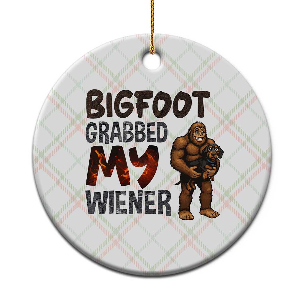 Bigfoot Grabbed My Wiener Ceramic Ornament Funny Dog Lover Gift TS12 1pc Christmas Plaid Print Your Wear