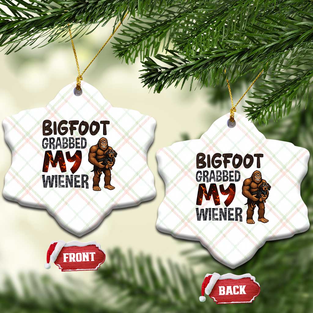 Bigfoot Grabbed My Wiener Ceramic Ornament Funny Dog Lover Gift TS12 Print Your Wear