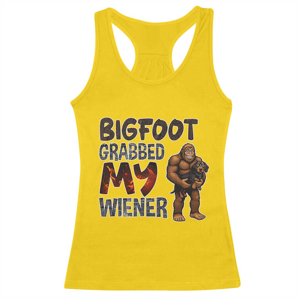 Bigfoot Grabbed My Wiener Racerback Tank Top Funny Dog Lover Gift TS12 Daisy Print Your Wear