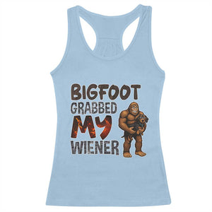Bigfoot Grabbed My Wiener Racerback Tank Top Funny Dog Lover Gift TS12 Light Blue Print Your Wear