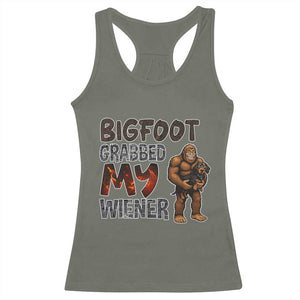 Bigfoot Grabbed My Wiener Racerback Tank Top Funny Dog Lover Gift TS12 Military Green Print Your Wear