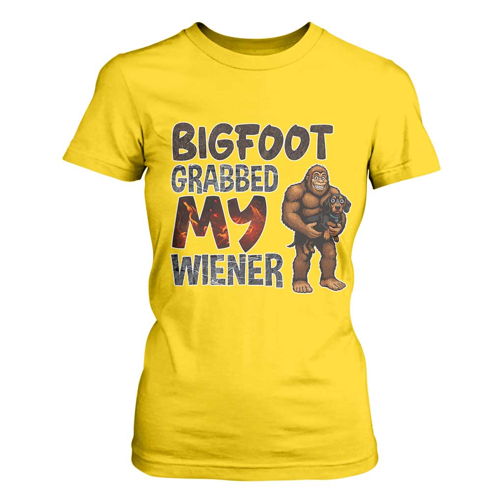 Bigfoot Grabbed My Wiener T Shirt For Women Funny Dog Lover Gift TS12 Daisy Print Your Wear