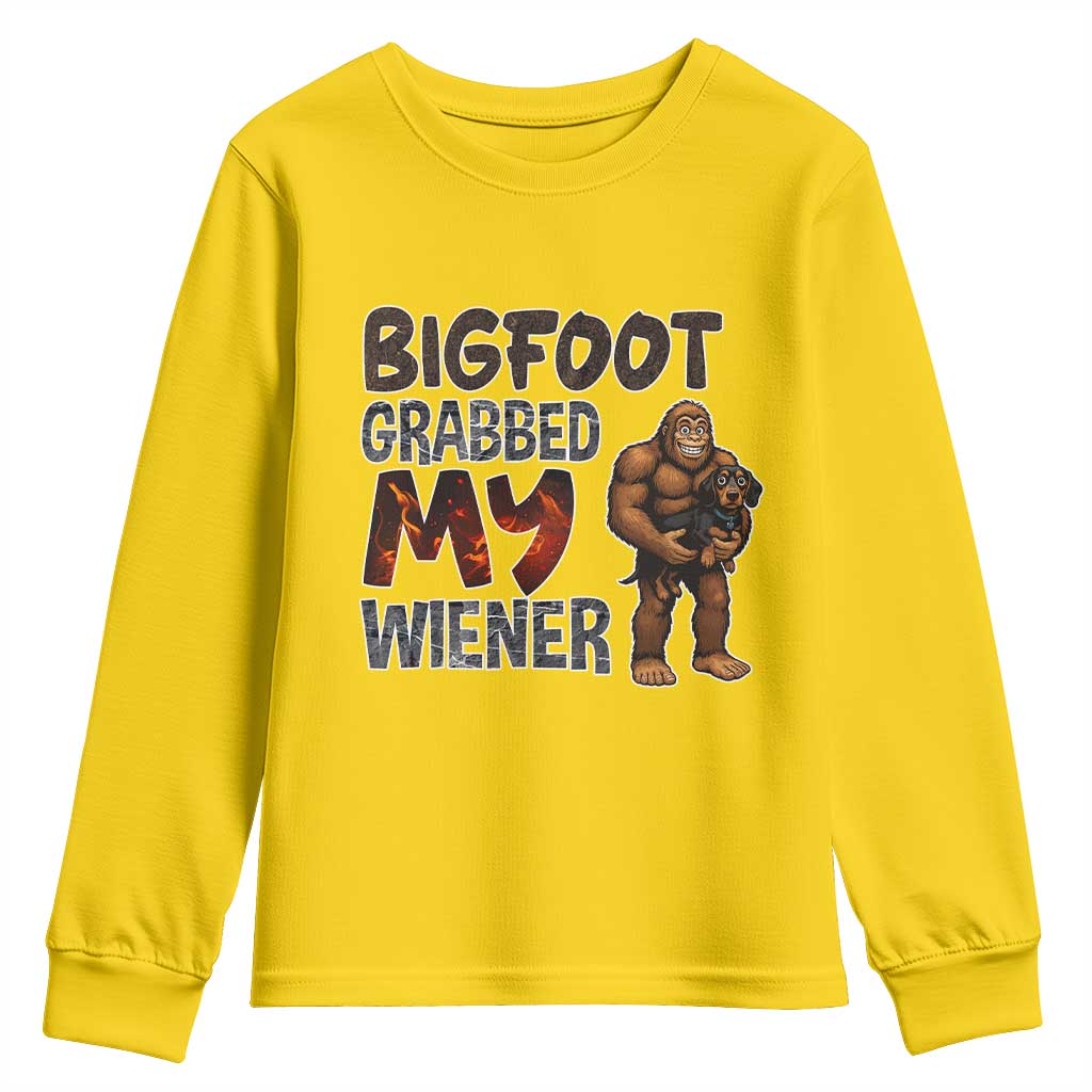 Bigfoot Grabbed My Wiener Youth Sweatshirt Funny Dog Lover Gift TS12 Daisy Print Your Wear