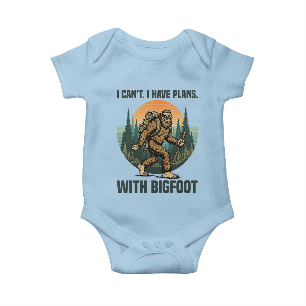 I Cant I Have Plans With Bigfoot Baby Onesie Funny Cryptid Lover Gift TS12 Light Blue Print Your Wear