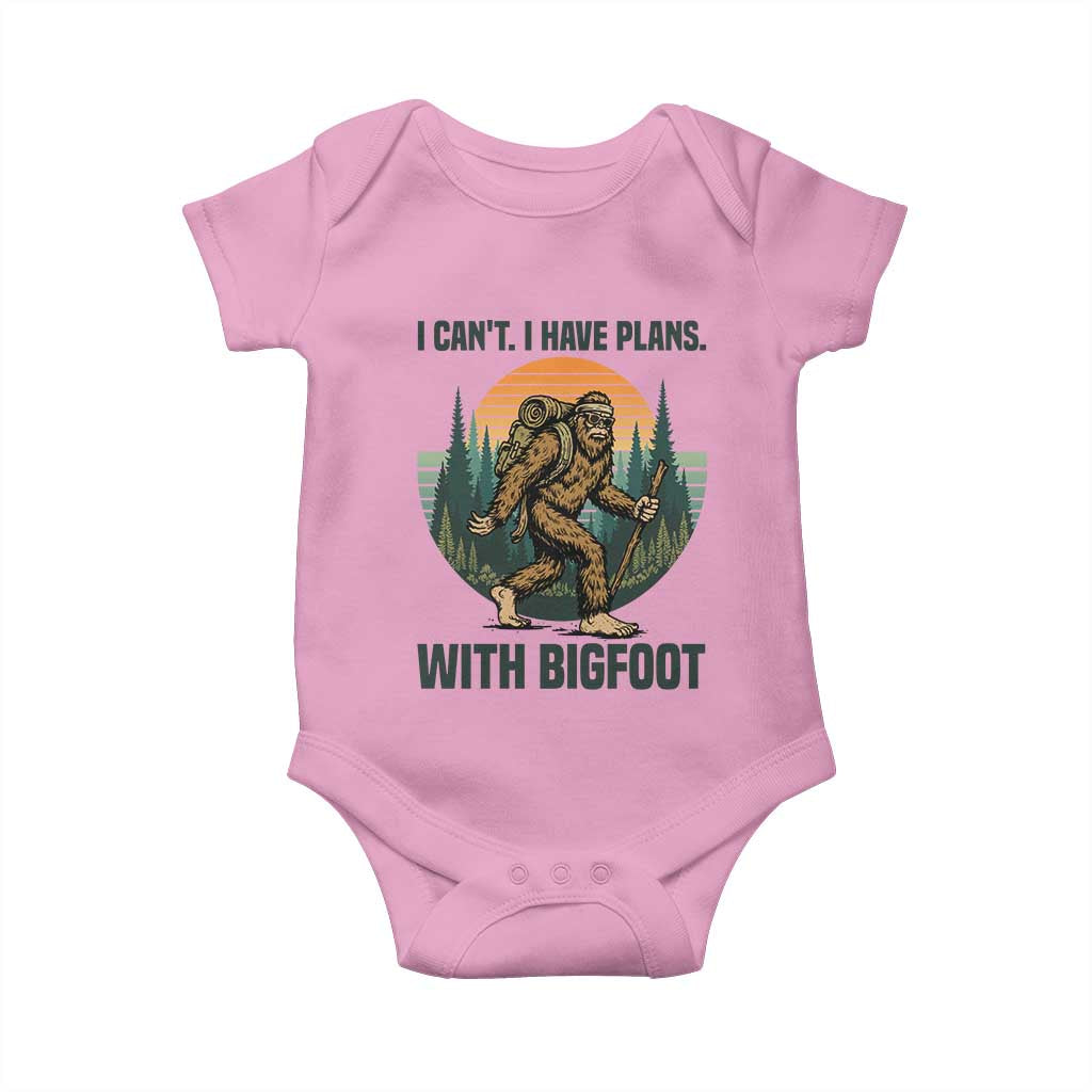 I Cant I Have Plans With Bigfoot Baby Onesie Funny Cryptid Lover Gift TS12 Light Pink Print Your Wear