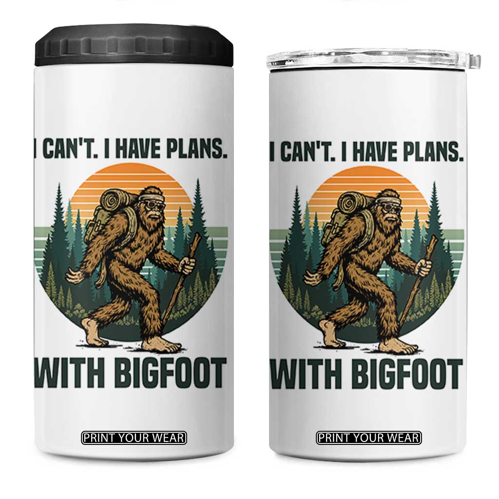 I Cant I Have Plans With Bigfoot 4 in 1 Can Cooler Tumbler Funny Cryptid Lover Gift TS12 One Size: 16 oz White Print Your Wear