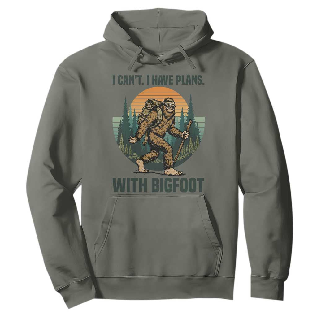 I Cant I Have Plans With Bigfoot Hoodie Funny Cryptid Lover Gift TS12 Military Green Print Your Wear