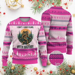 I Cant I Have Plans With Bigfoot Ugly Christmas Sweater Funny Cryptid Lover Gift TS12 Hot Pink Print Your Wear