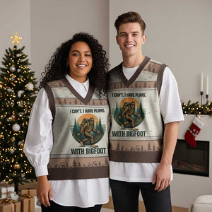 I Cant I Have Plans With Bigfoot V-Neck Knit Sweater Vest Funny Cryptid Lover Gift TS12 Mocha Mousse Print Your Wear