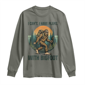 I Cant I Have Plans With Bigfoot Long Sleeve Shirt Funny Cryptid Lover Gift TS12 Military Green Print Your Wear