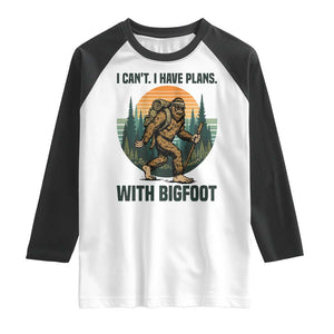 I Cant I Have Plans With Bigfoot Raglan Shirt Funny Cryptid Lover Gift TS12 White Black Print Your Wear