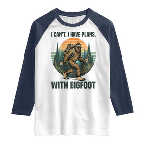 I Cant I Have Plans With Bigfoot Raglan Shirt Funny Cryptid Lover Gift TS12 White Navy Print Your Wear