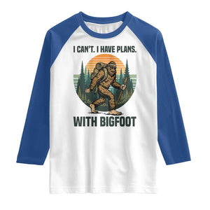 I Cant I Have Plans With Bigfoot Raglan Shirt Funny Cryptid Lover Gift TS12 White Royal Print Your Wear
