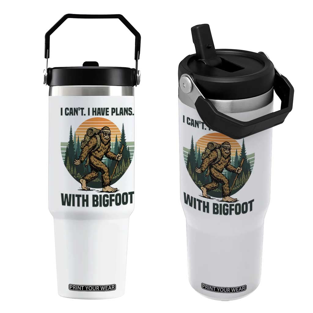 I Cant I Have Plans With Bigfoot Flip Straw Tumbler Funny Cryptid Lover Gift TS12 One Size: 30 oz White Print Your Wear